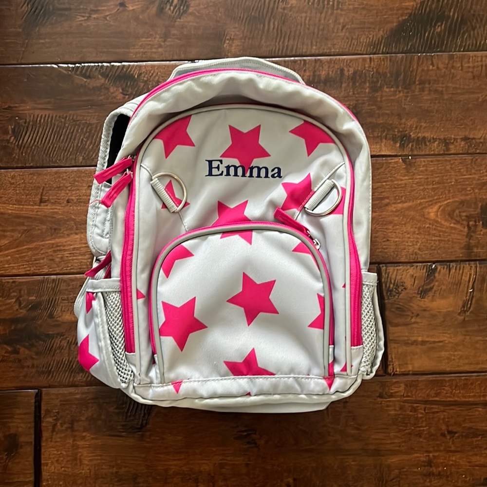 Pottery Barn prek backpack with Emma embroidery
